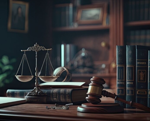 Law library with gavel