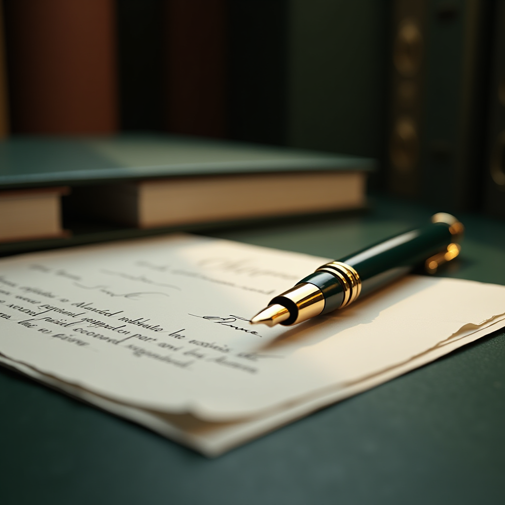 Pen on legal document